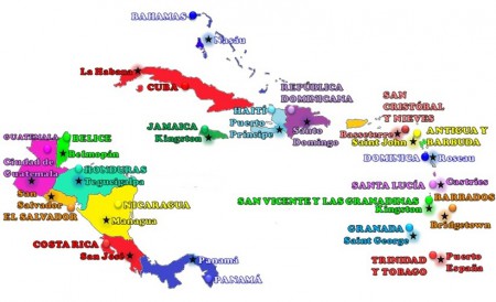 América central y las antillas.